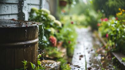 Bild von einer Regentonne im garten