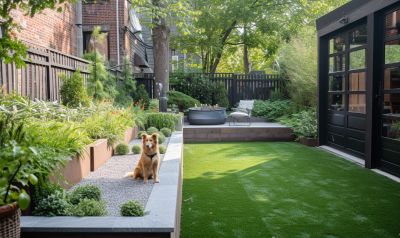 Hund in einem Hundefreundlichen Garten