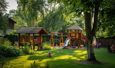 Kinder in einem Garten für Familie