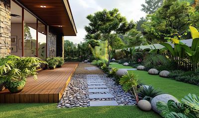garten gestaltet während der Hausbauphase