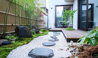 kleine gärten gestalten mit spiegel und japanischen elementen