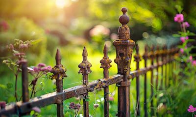 rost am gartenzaun alter eisenzzaun im garten