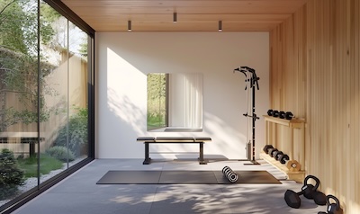 gartenhaus als fitnessraum einrichten ideen